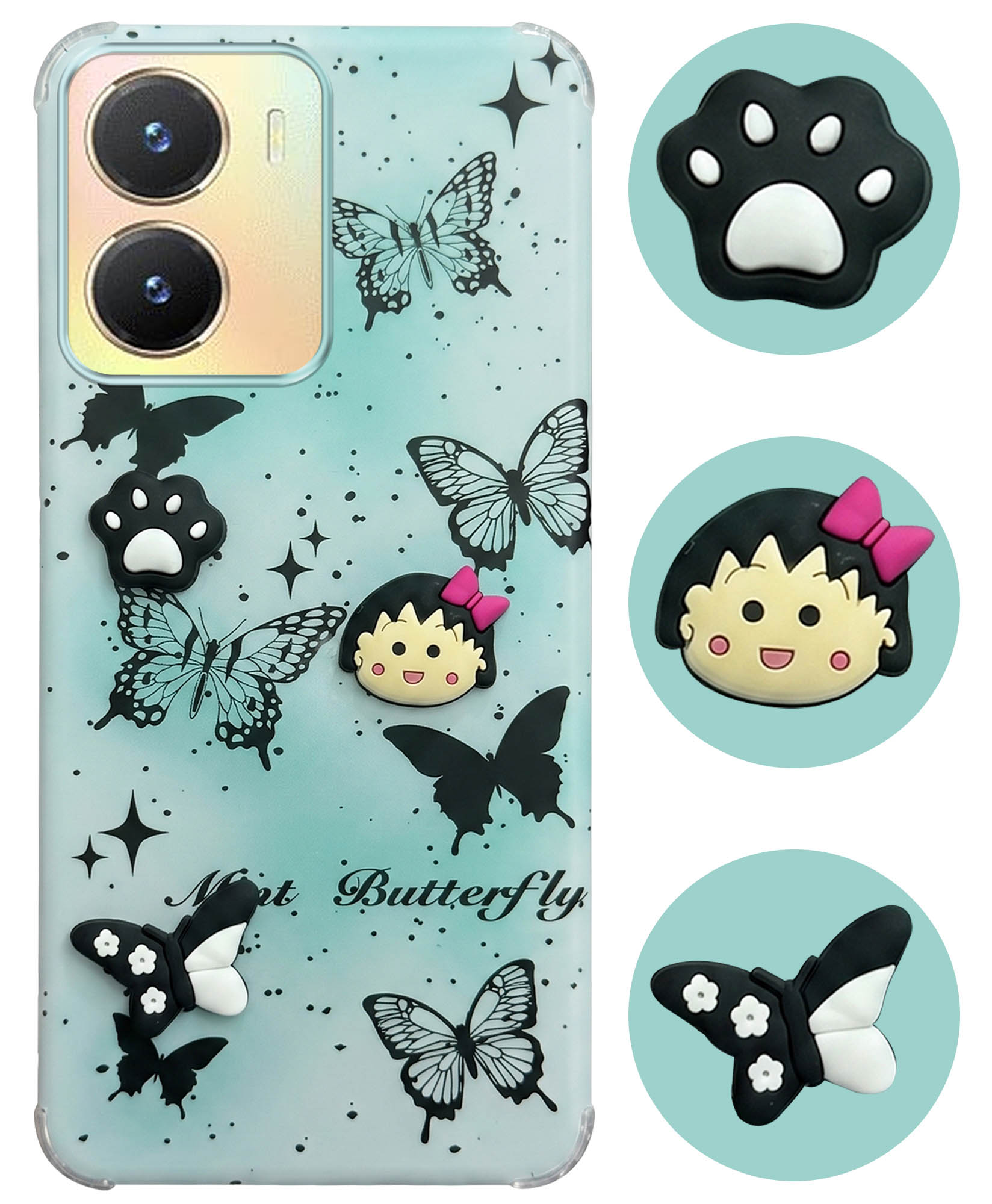 For Vivo T2x Back Cover Case (3D Cute Cartoons | Hard Back Side Soft | Matte Premium Finish | HD Printing)