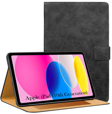 For Apple iPad  Flip Cover Folio Cover (10th Generation) 10.9 Inch A3162/A2757/A2777/A2696/iPad13/18/iPad13/19 (PU Leather | Multi-Angle Smart Stand | Card Storage Slots | Silicone Back Pouch)
