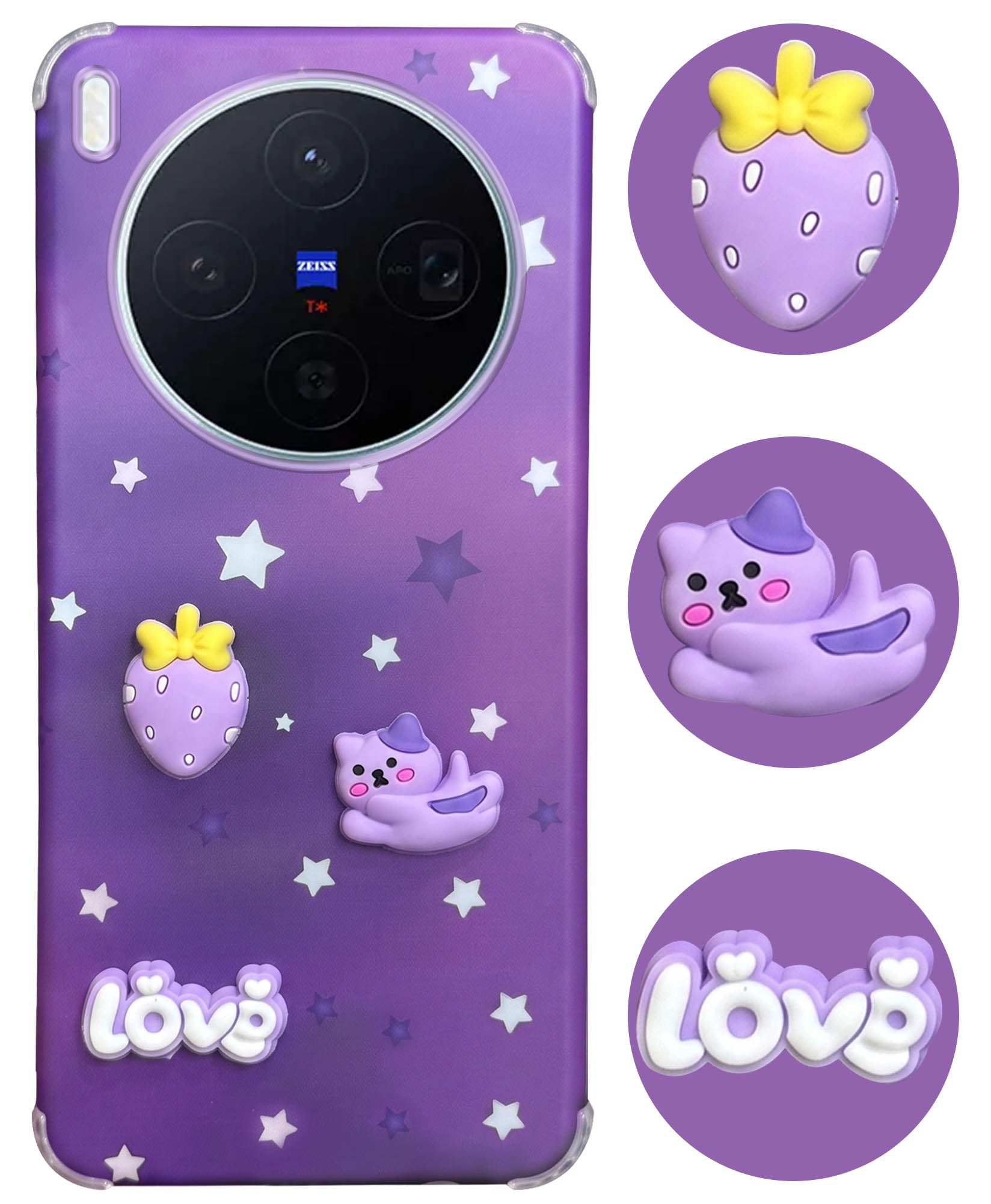 For Vivo X300 5G Back Cover Case (3D Cute Cartoons | Hard Back Side Soft | Matte Premium Finish | HD Printing)
