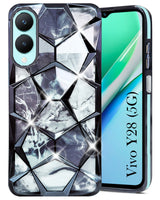 For Vivo Y28 5G Back Cover Case (Dual Design Glitter Sparkle and Detachable Diamond Print Case | Soft and Flexible)