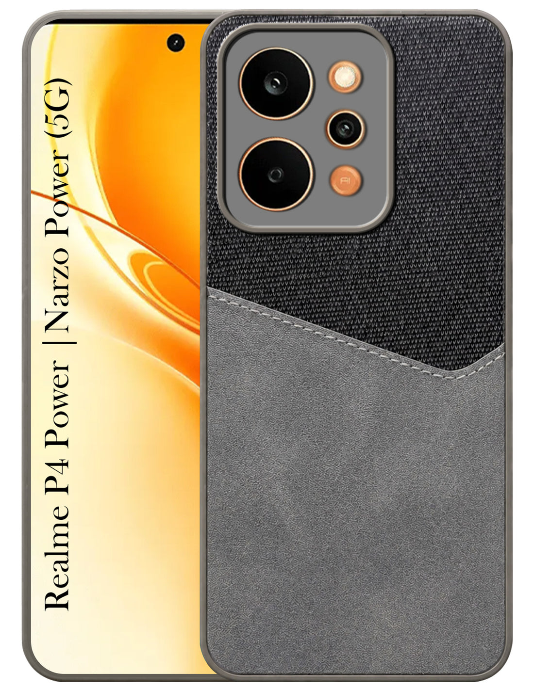 For Realme P4 Power 5G | Realme Narzo Power Back Cover Case (Dual PU Leather Stitch | Professional Minimalist | Soft and Flexible)