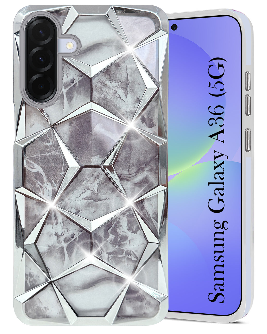For Samsung Galaxy A36 5G Back Cover Case ( Dual Design Glitter Sparkle and Detachable Diamond Print Case | Soft and Flexible)