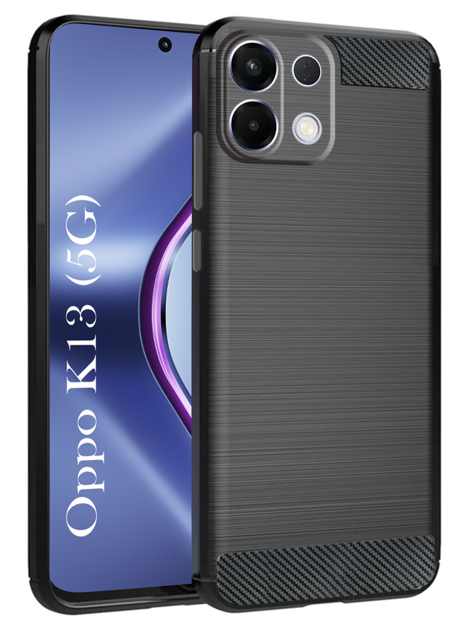 For Oppo K13 Back Cover Case ( Hybrid Armor Case | Carbon Fiber Shockproof | Soft and Flexible | Black )