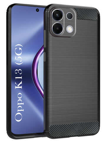 For Oppo K13 Back Cover Case ( Hybrid Armor Case | Carbon Fiber Shockproof | Soft and Flexible | Black )