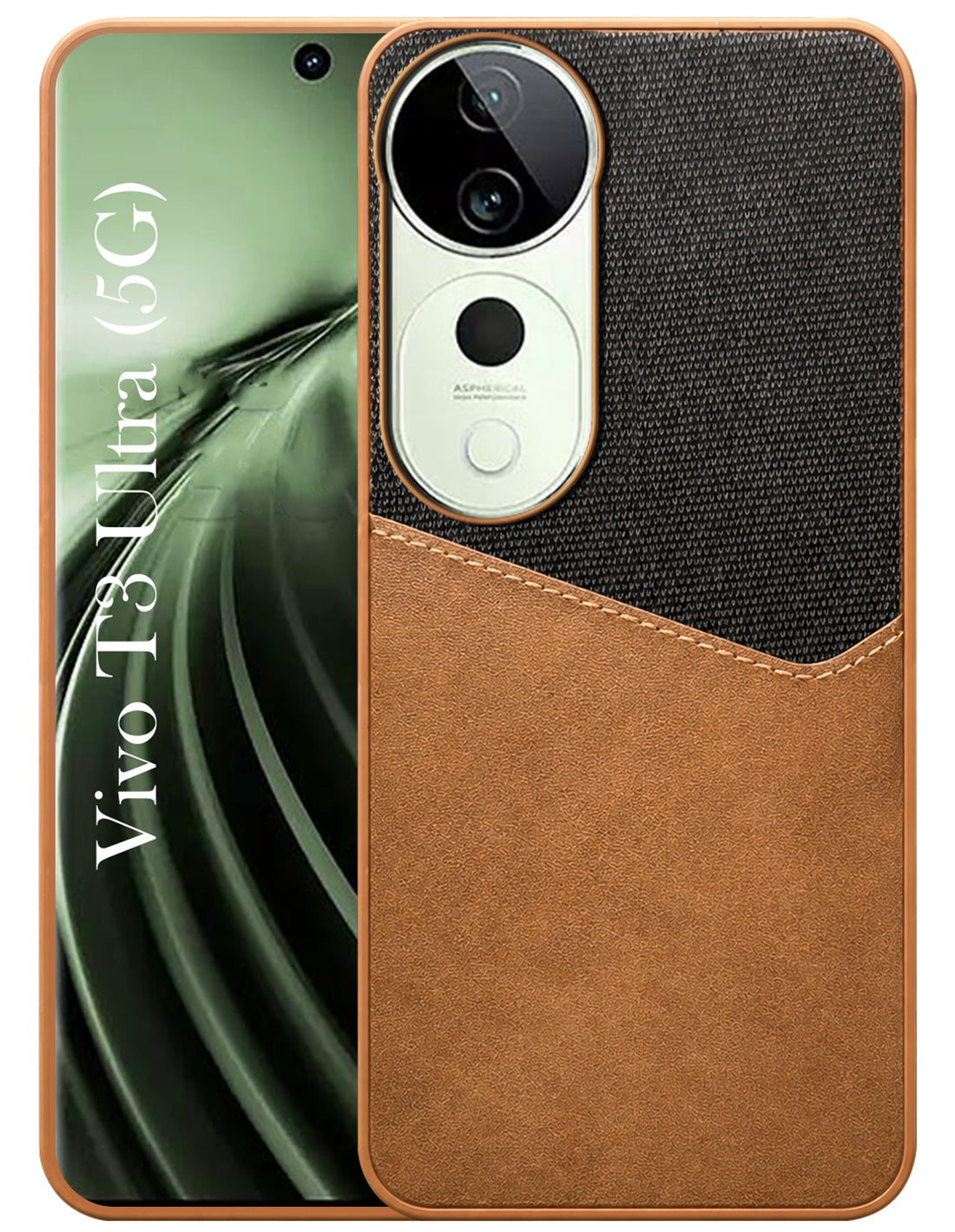 For Vivo T3 Ultra Back Cover Case (Dual PU Leather Stitch | Professional Minimalist | Soft and Flexible)
