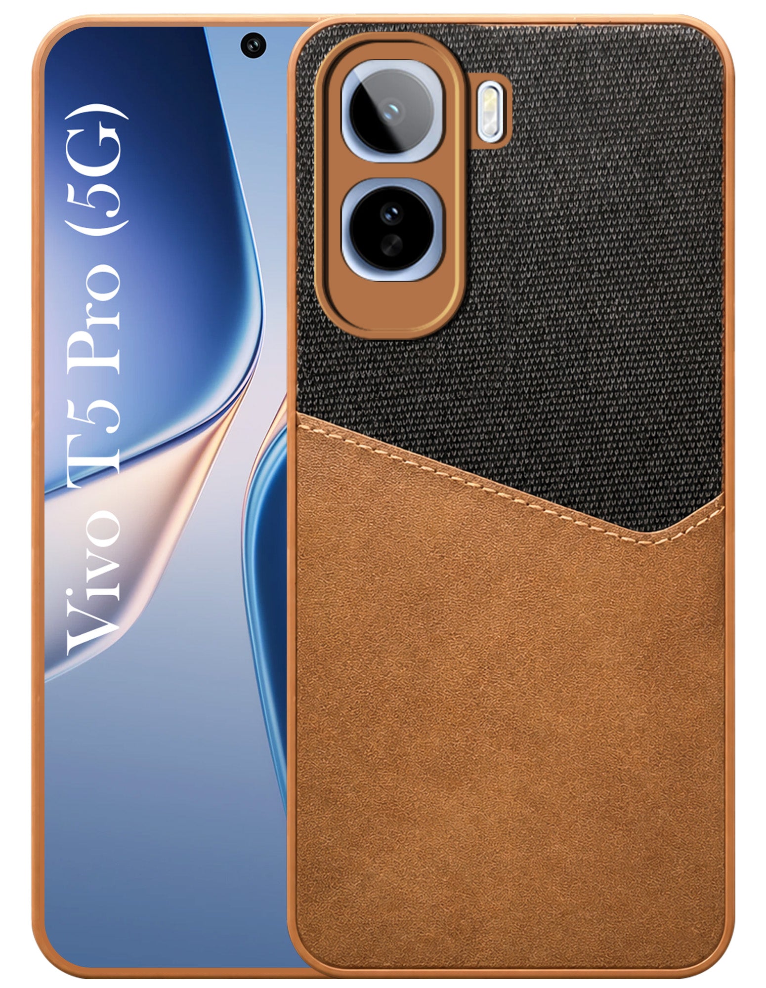 For Vivo T5 Pro 5G Back Cover Case (Dual PU Leather Stitch | Professional Minimalist | Soft and Flexible)