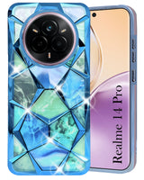 For Realme 14 Pro Back Cover Case (Dual Design Glitter Sparkle and Detachable Diamond Print Case | Soft and Flexible)
