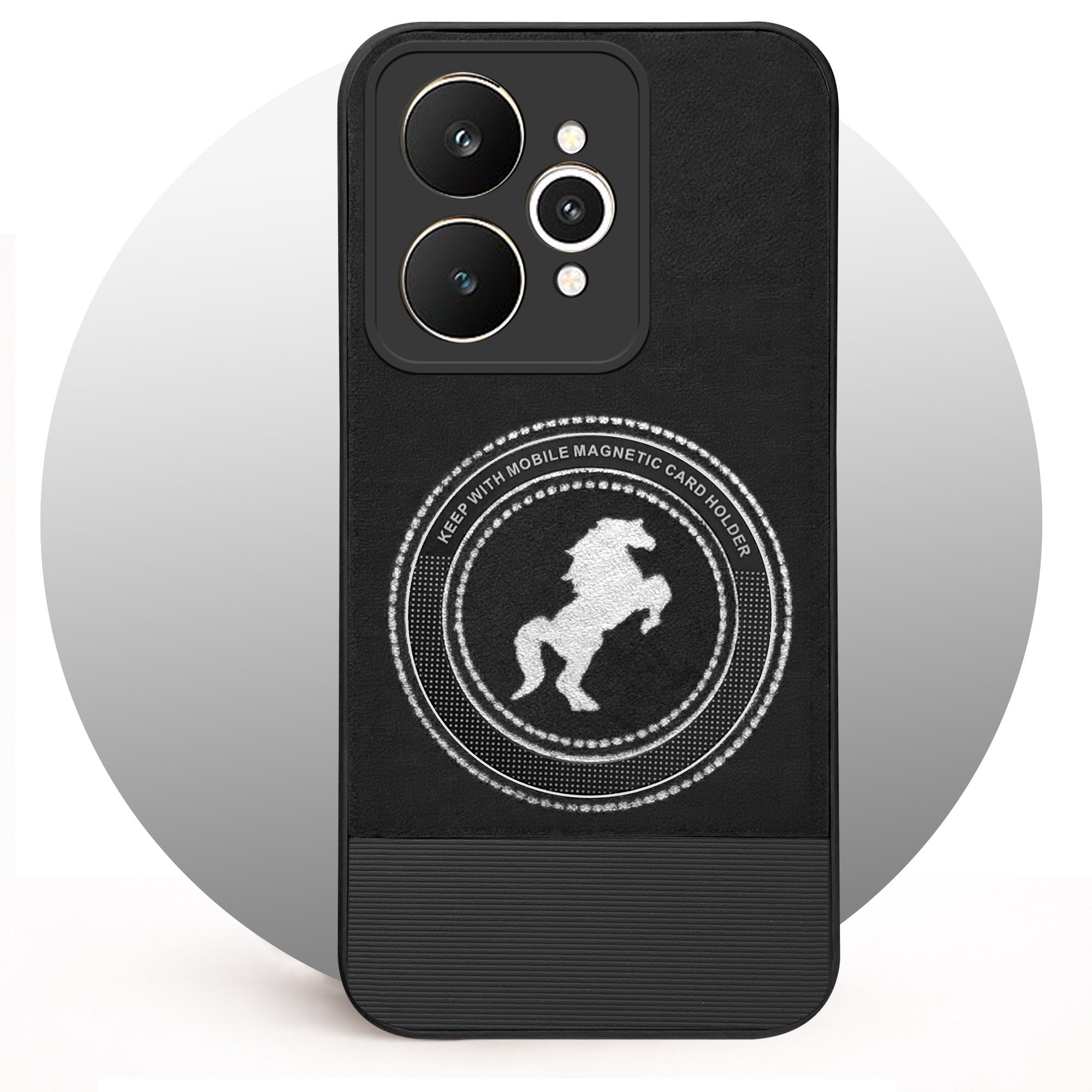 For Realme 15  Back Cover Case PU Leather Finish (Professional Minimalist Texture | MagSafe Compatile | Camera Protection | Sleek Sober Formal)