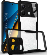 For Poco X6 5G Back Cover Case ( Shockproof with Polycarbonate Clear Panel | Professional Black)