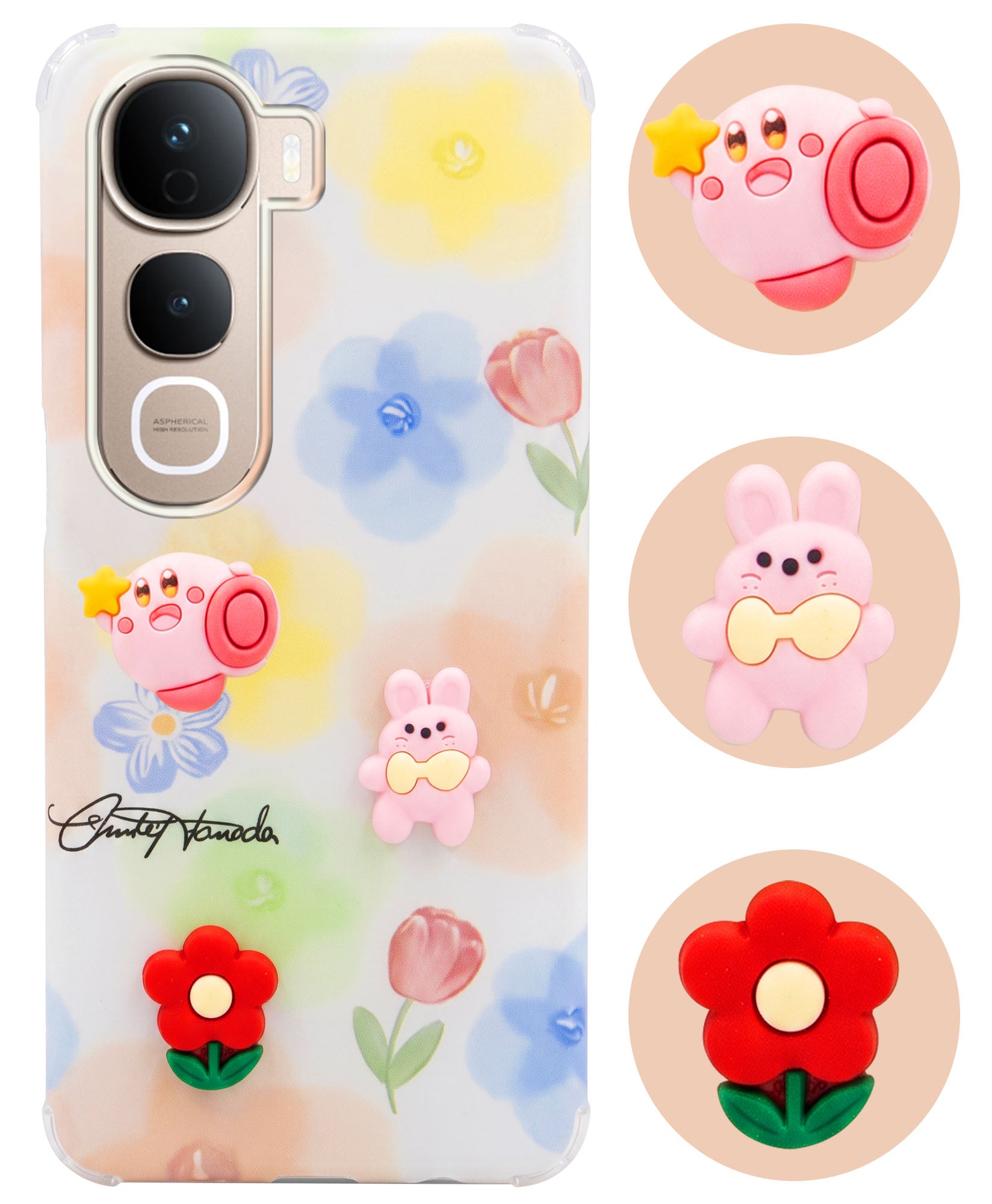 For Vivo Y400 Pro Back Cover Case (3D Cute Cartoons | Hard Back Side Soft | Matte Premium Finish | HD Printing)