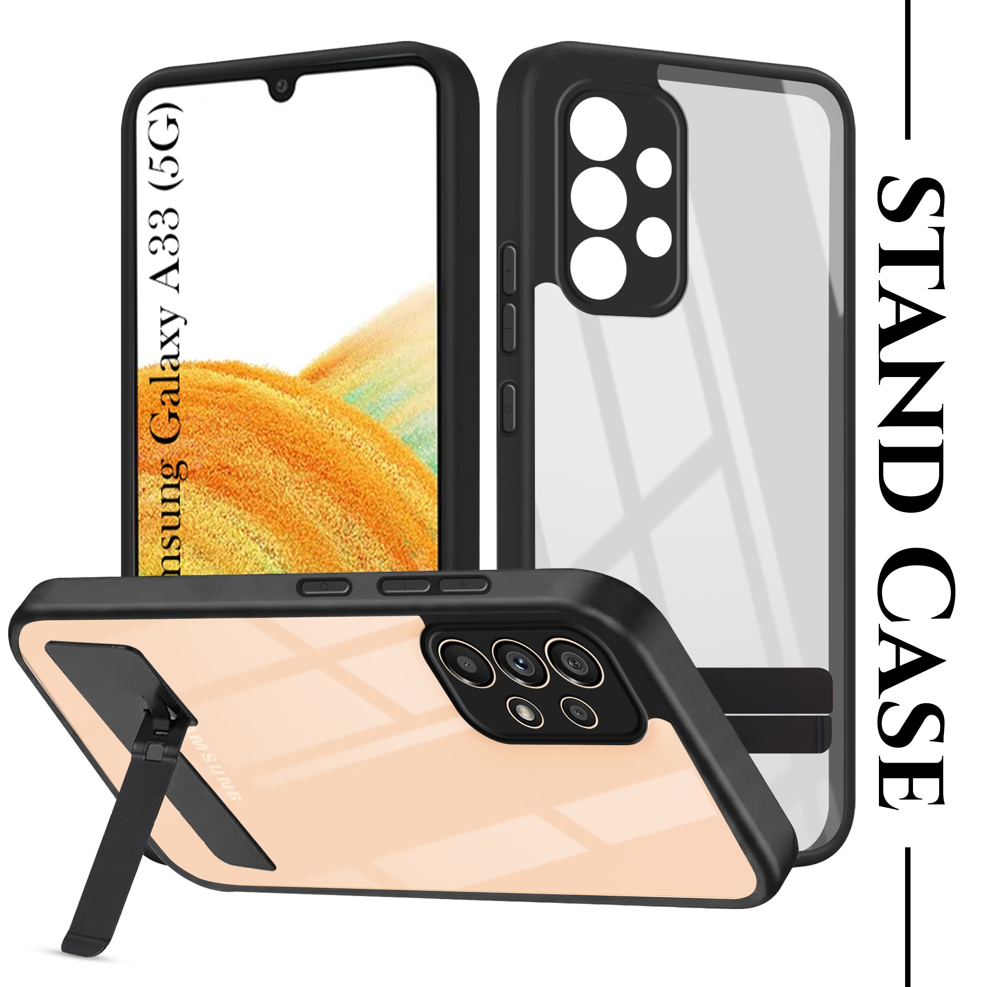 For Samsung Galaxy A33 5G Back Cover Case (Built-in Stand | Lifetime Anti Yellow | Kickstand Shockproof | Camera Protection | MagSafe Compatible)