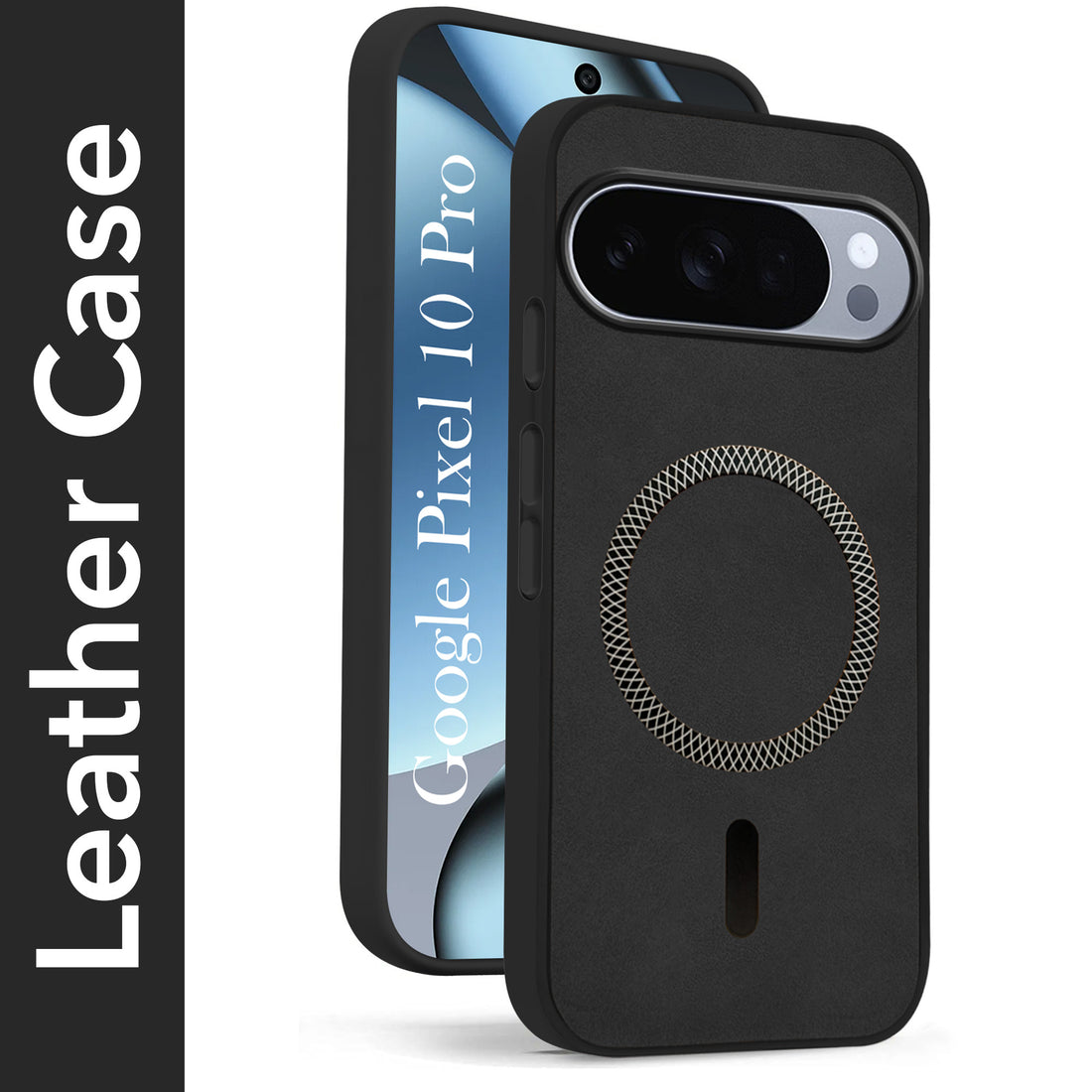 For Google Pixel 10 Pro Back Cover Case Leather Finish (MagSafe Compatible Wireless Charging | Soft Touch | Camera Bump Protection)