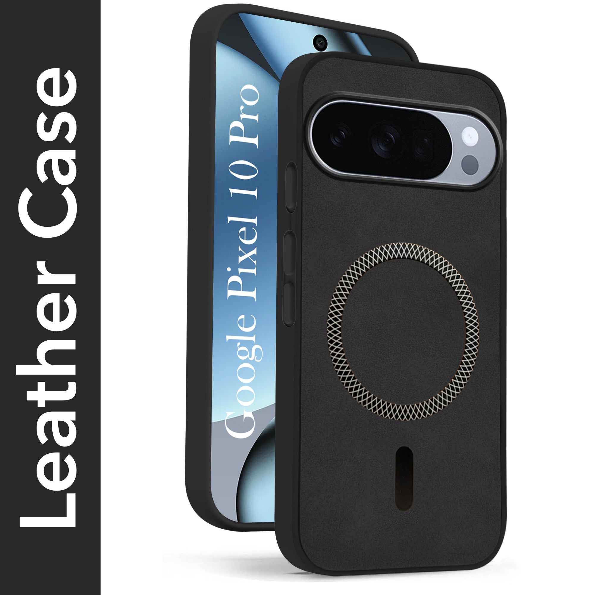 For Google Pixel 10 Pro Back Cover Case Leather Finish (MagSafe Compatible Wireless Charging | Soft Touch | Camera Bump Protection)