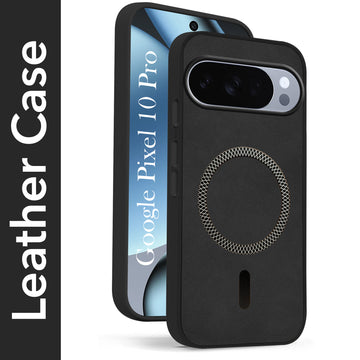 For Google Pixel 10 Pro Back Cover Case Leather Finish (MagSafe Compatible Wireless Charging | Soft Touch | Camera Bump Protection)