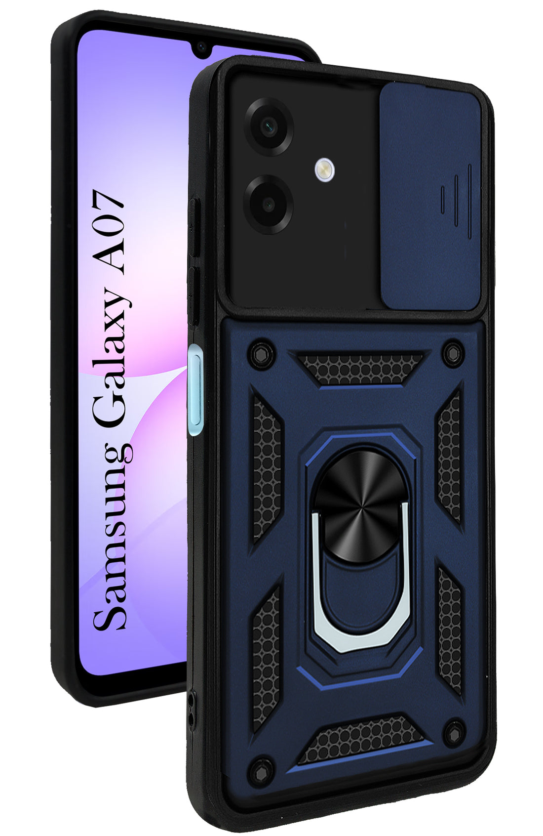 For Samsung Galaxy A07 5G Back Cover Case (Sliding Shutter Camera Protection | Polycarbonate |Ring Holder Kickstand)