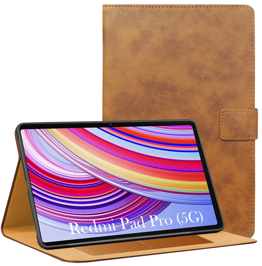 For Redmi Pad Pro 5G 12.1 Inch 24074RPD2G/D2I/D2C Flip Cover Folio Cover (PU Leather | Multi-Angle Smart Stand | Card Storage Slots | Silicone Back Pouch)