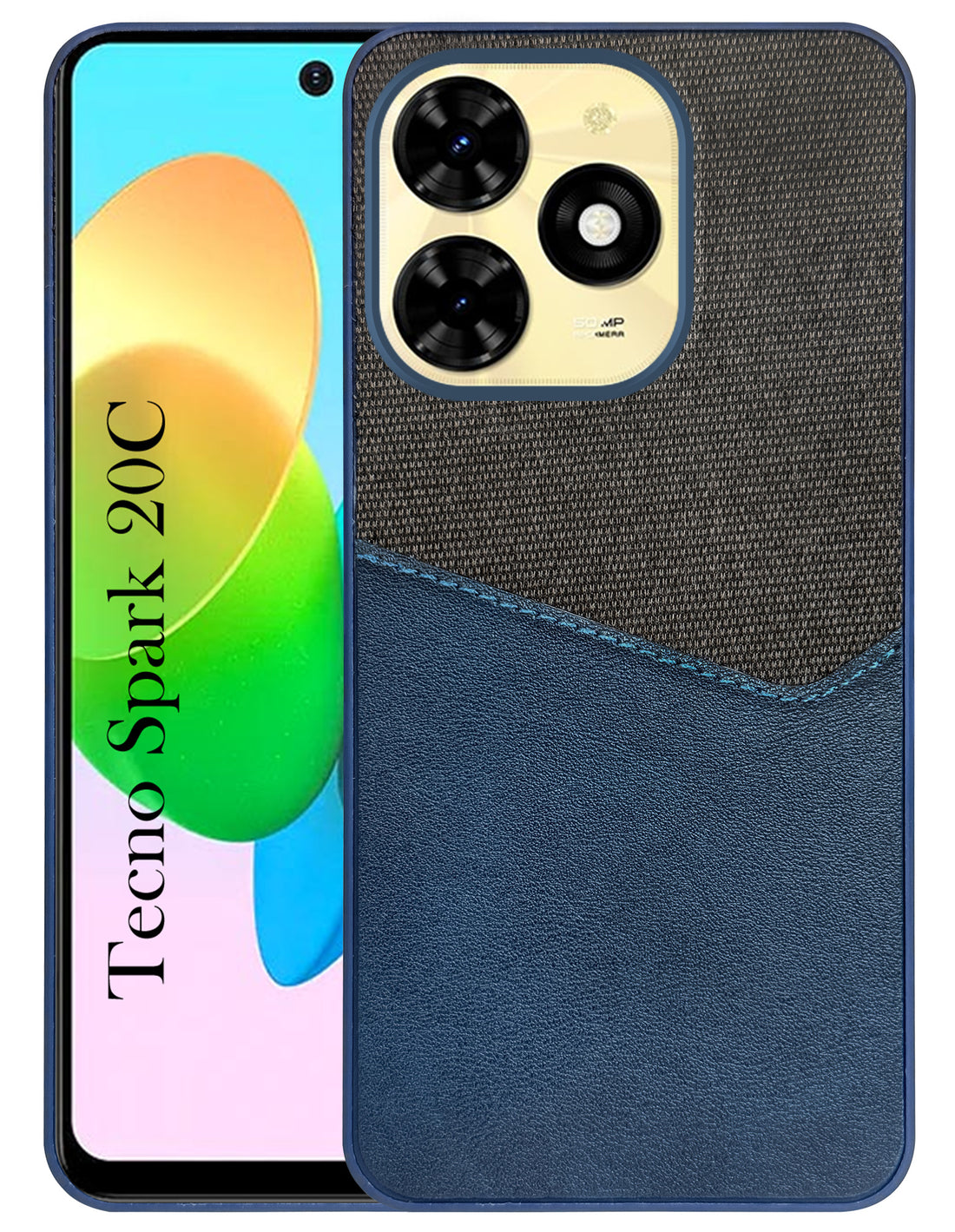 For Tecno Spark 20C Back Cover Case (Dual PU Leather Stitch | Professional Minimalist | Soft and Flexible)