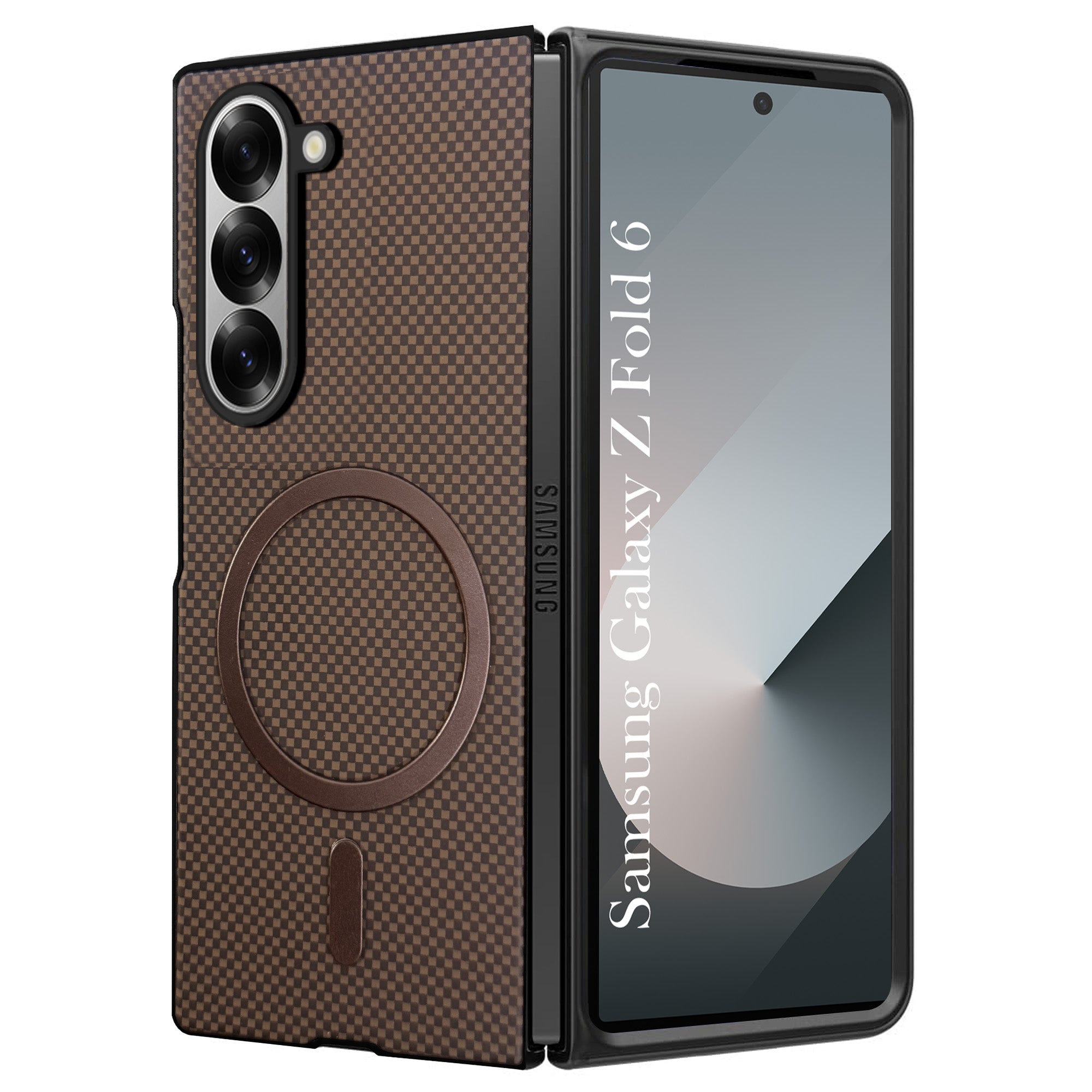 For Samsung Galaxy Z Fold 6 5G Back Case Cover (MagSafe Wireless Charging Compatible | Hexa Leather Finish | Inside Microfiber Cloth)
