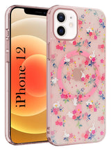 For Apple iPhone 12 Back Cover Case (Cute Floral Design | Flower Print for Girls | MagSafe Compatible Wireless Charging)