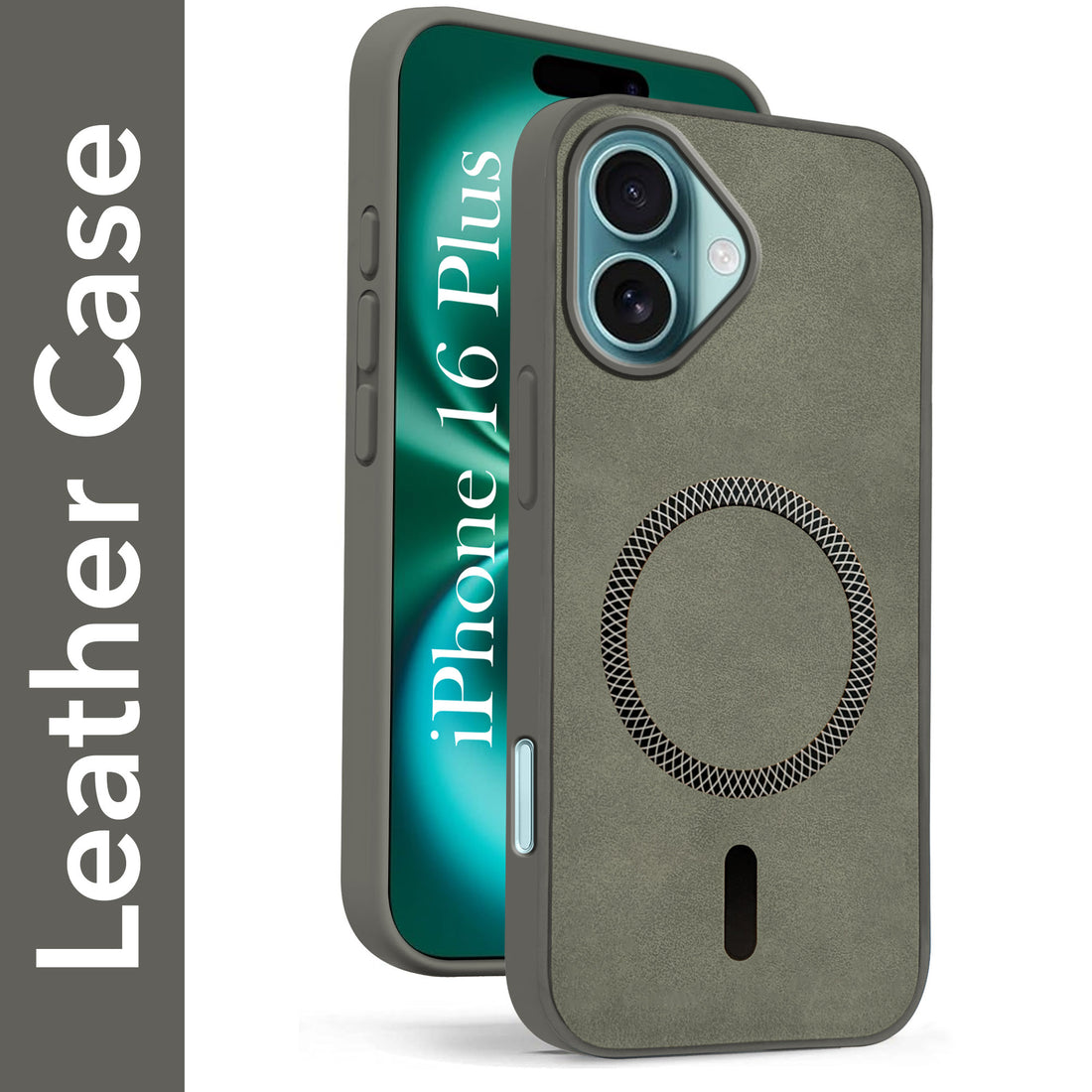 For Apple iPhone 16 Plus Back Cover Case (Sleek Leather Finish | MagSafe Compatible Wireless Charging | Camera Bump Protection)