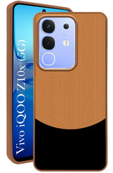 For Vivo iQOO Z10x Back Cover Case (Elegant PU Leather Finish | Premium Minimalist Professional | Camera Protection Bump)