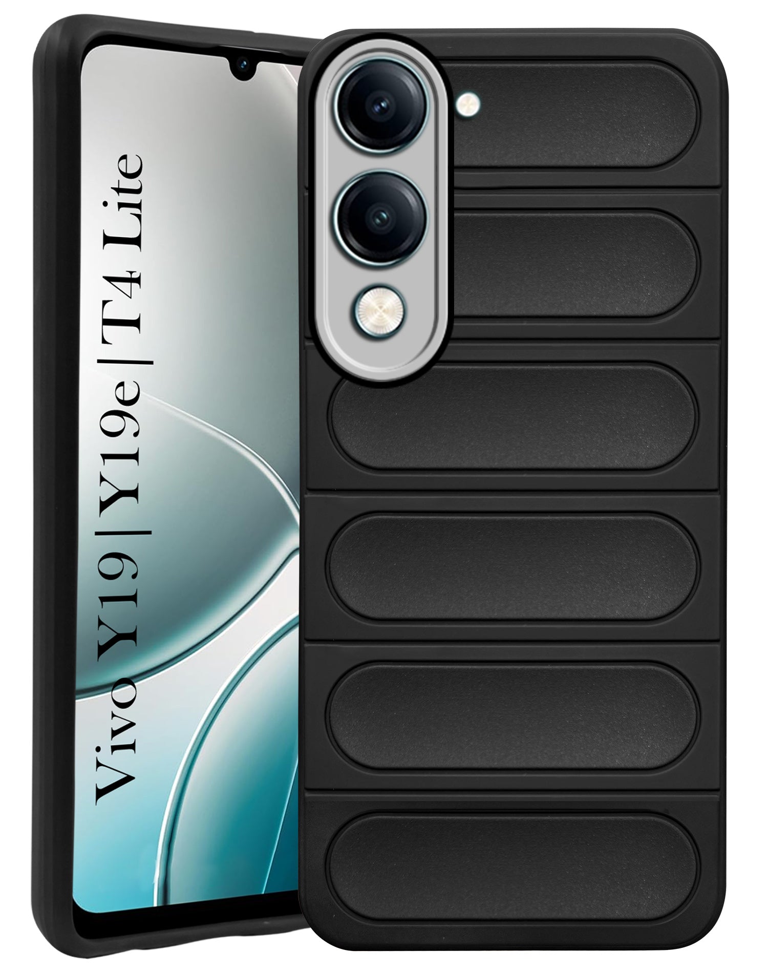 For Vivo Y19 | Vivo Y19e | Vivo T4 Lite Back Case Cover (Matte Liquid Silicone| Professional Wave Design | Camera Protection Ring | Shockproof Anti Slip Grip)