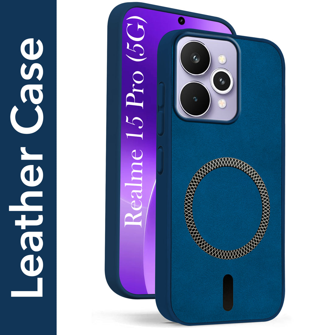 For Realme 15 Pro Back Cover Case Leather Finish (MagSafe Compatible Wireless Charging | Soft Touch | Camera Bump Protection)