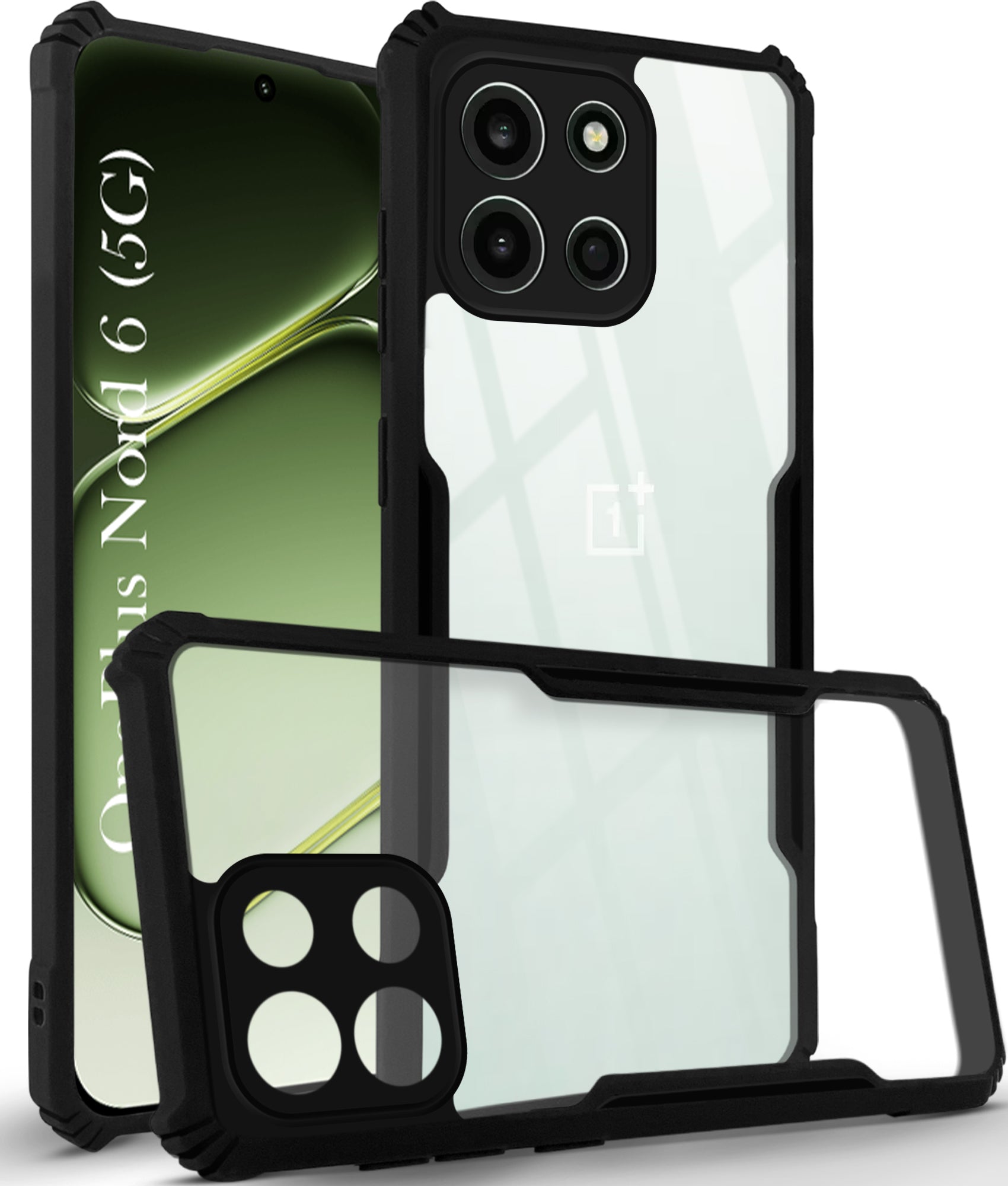 For OnePlus Nord 6 Back Cover Case Hybrid (Shockproof with Polycarbonate Clear Panel | Professional Black)