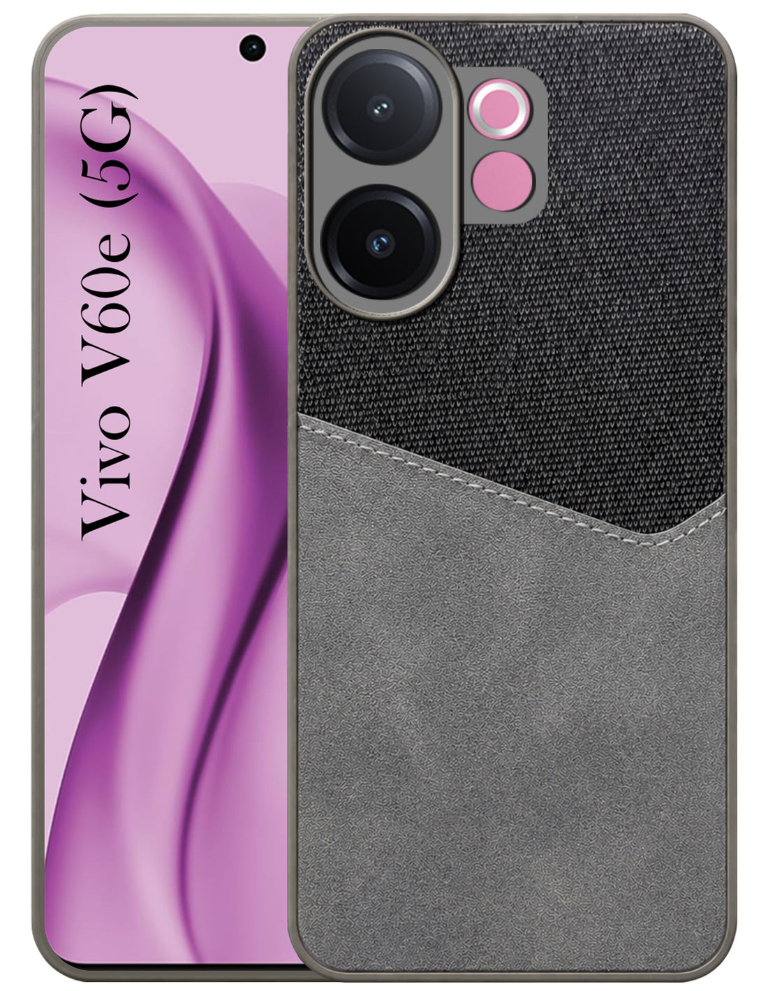 For Vivo V60e Back Cover Case (Dual PU Leather Stitch | Professional Minimalist | Soft and Flexible)