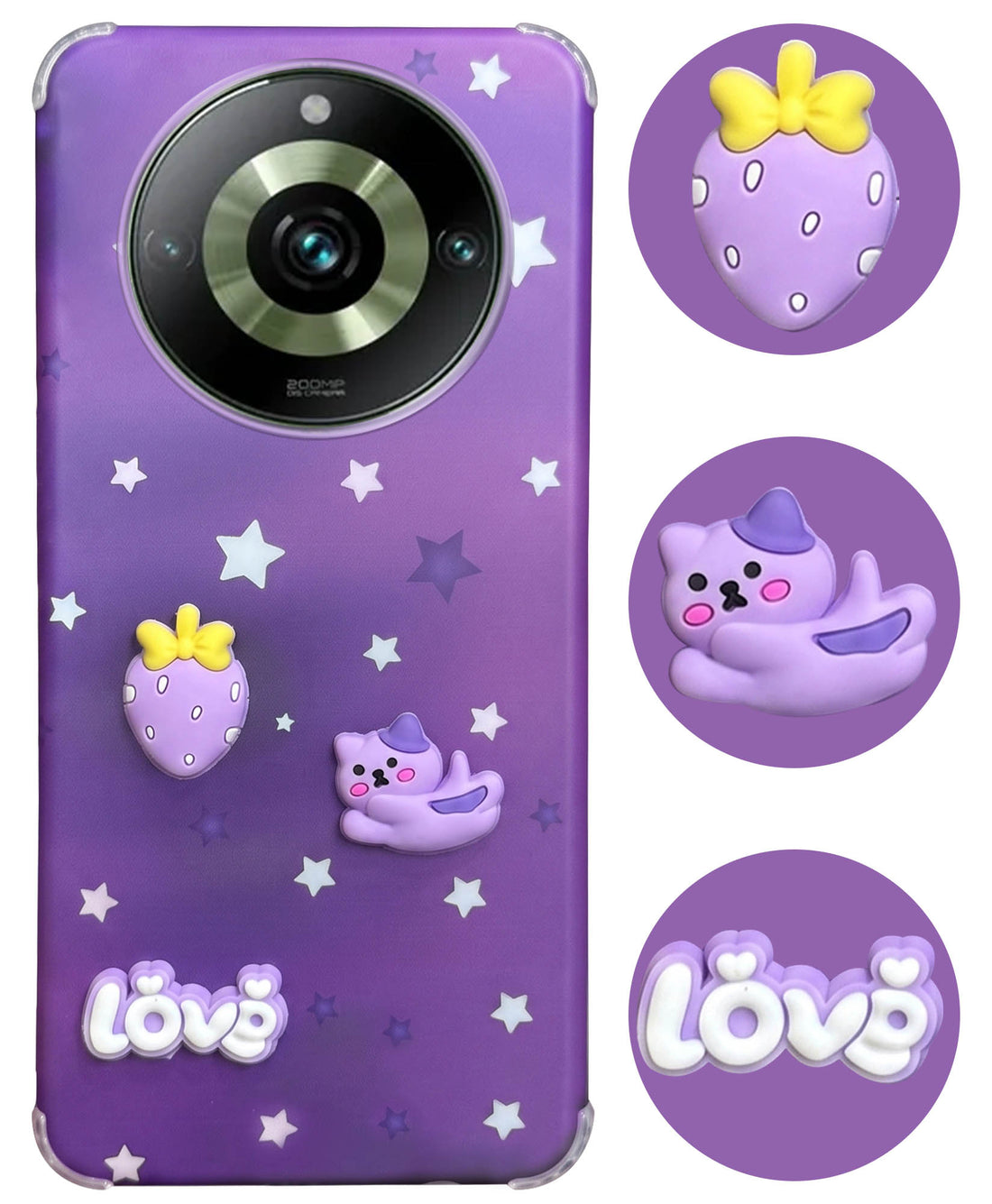 For Realme 11 Pro 5G | Realme 11 Pro Plus 5G Back Cover Case (3D Cute Cartoons | Hard Back Side Soft | Matte Premium Finish | HD Printing)