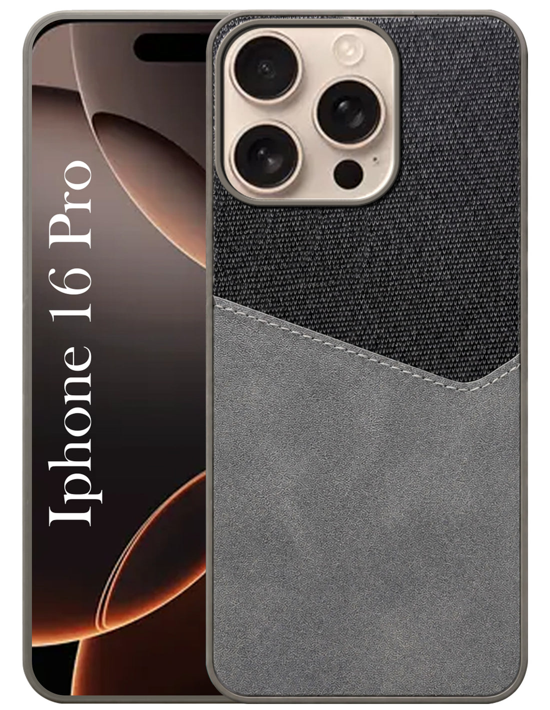 For Apple iPhone 16 Pro Back Cover Case (Dual PU Leather Stitch | Professional Minimalist | Soft and Flexible)