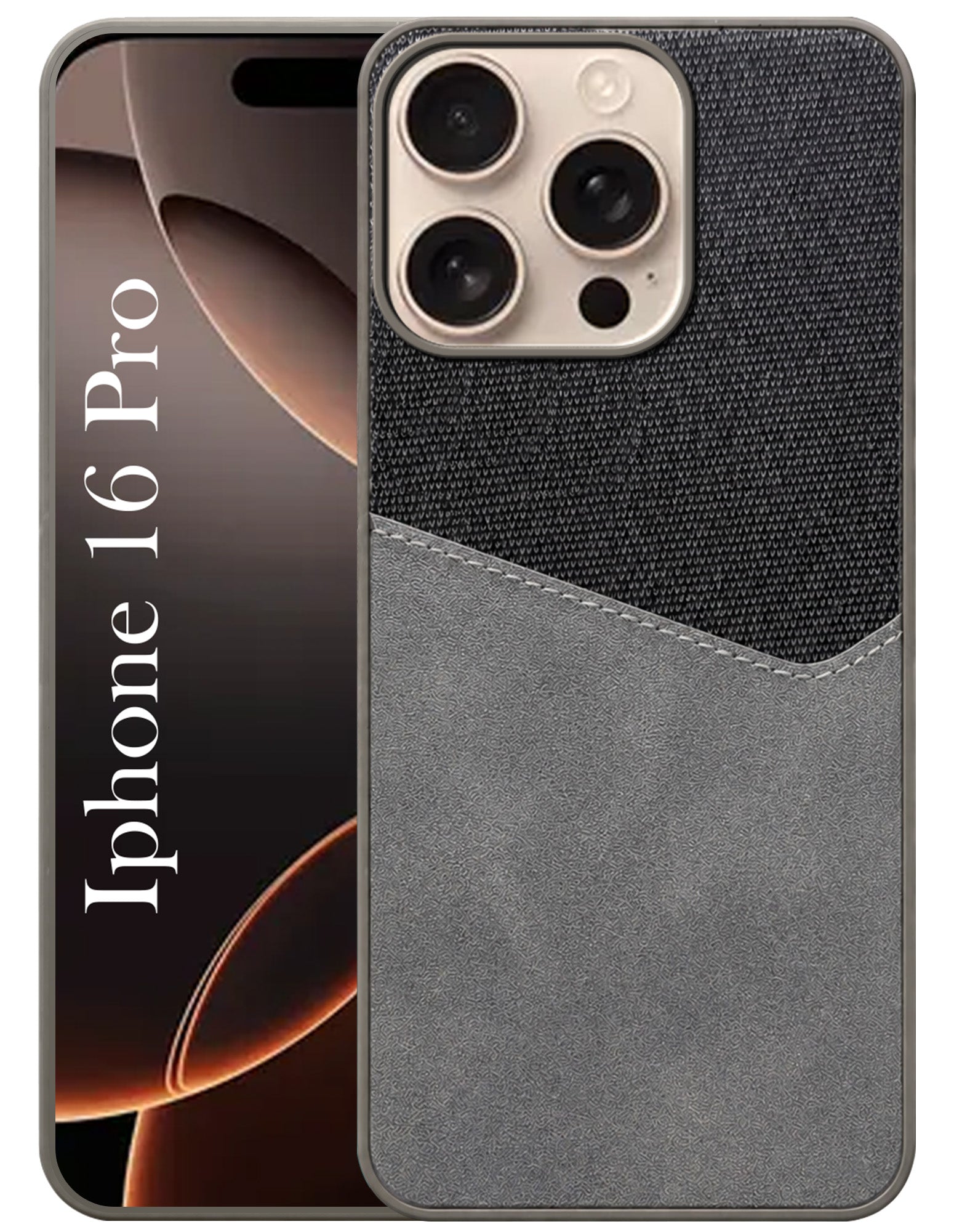 For Apple iPhone 16 Pro Back Cover Case (Dual PU Leather Stitch | Professional Minimalist | Soft and Flexible)