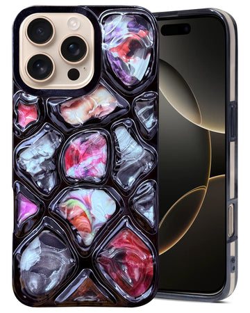 For Apple iPhone 16 Pro Back Cover Case ( Dual Design Glitter Sparkle and Detachable Diamond Print Case | Soft and Flexible)