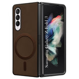 For Samsung Galaxy Z Fold 3 5G Back Cover Case (MagSafe Wireless Charging Compatible | Sleek Leather Finish | Inside Microfiber Cloth)