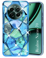 For  Realme Narzo 70 5G Back Cover Case ( Dual Design Glitter Sparkle and Detachable Diamond Print Case | Soft and Flexible)