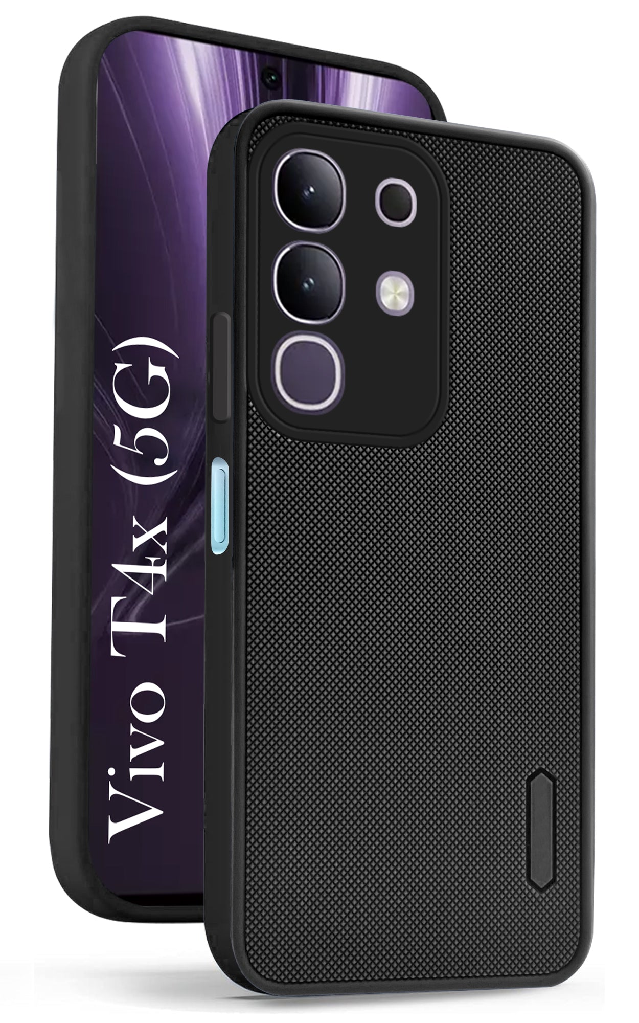 For Vivo T4x Back Cover Case (Textured Grip Design | Camera Protetion | Slim and Light Weight | Soft Touch and Feel | Black )
