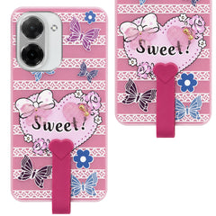 For Poco C71 Back Cover Case (3D Cute Heart Strap Holder | Camera Protection | Designer Girls Print)