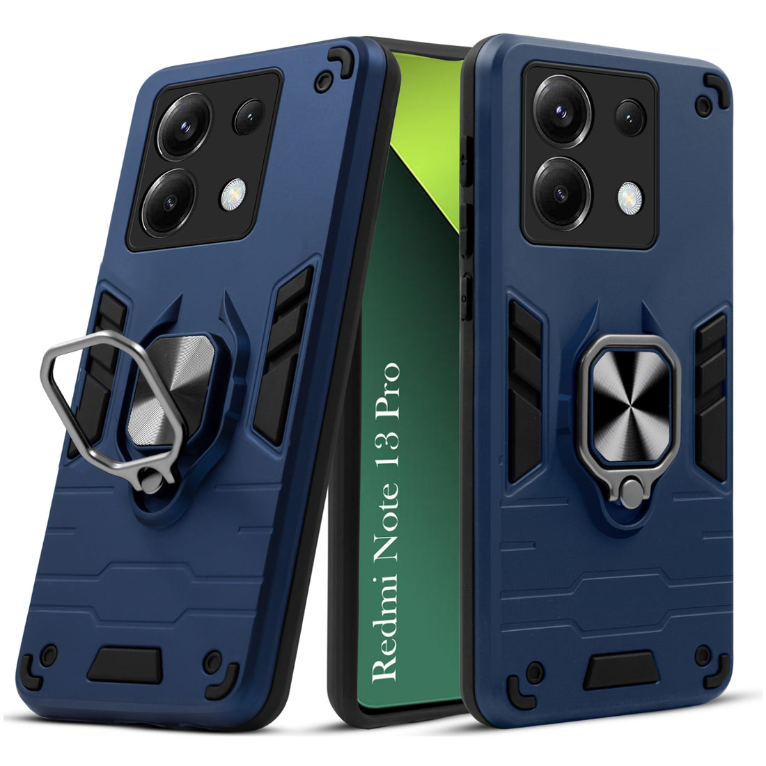 For Redmi Note 13 Pro Back Cover Case Hybrid Armor (Shockproof Dual Layer Polycarbonate |Ring Holder Kickstand)