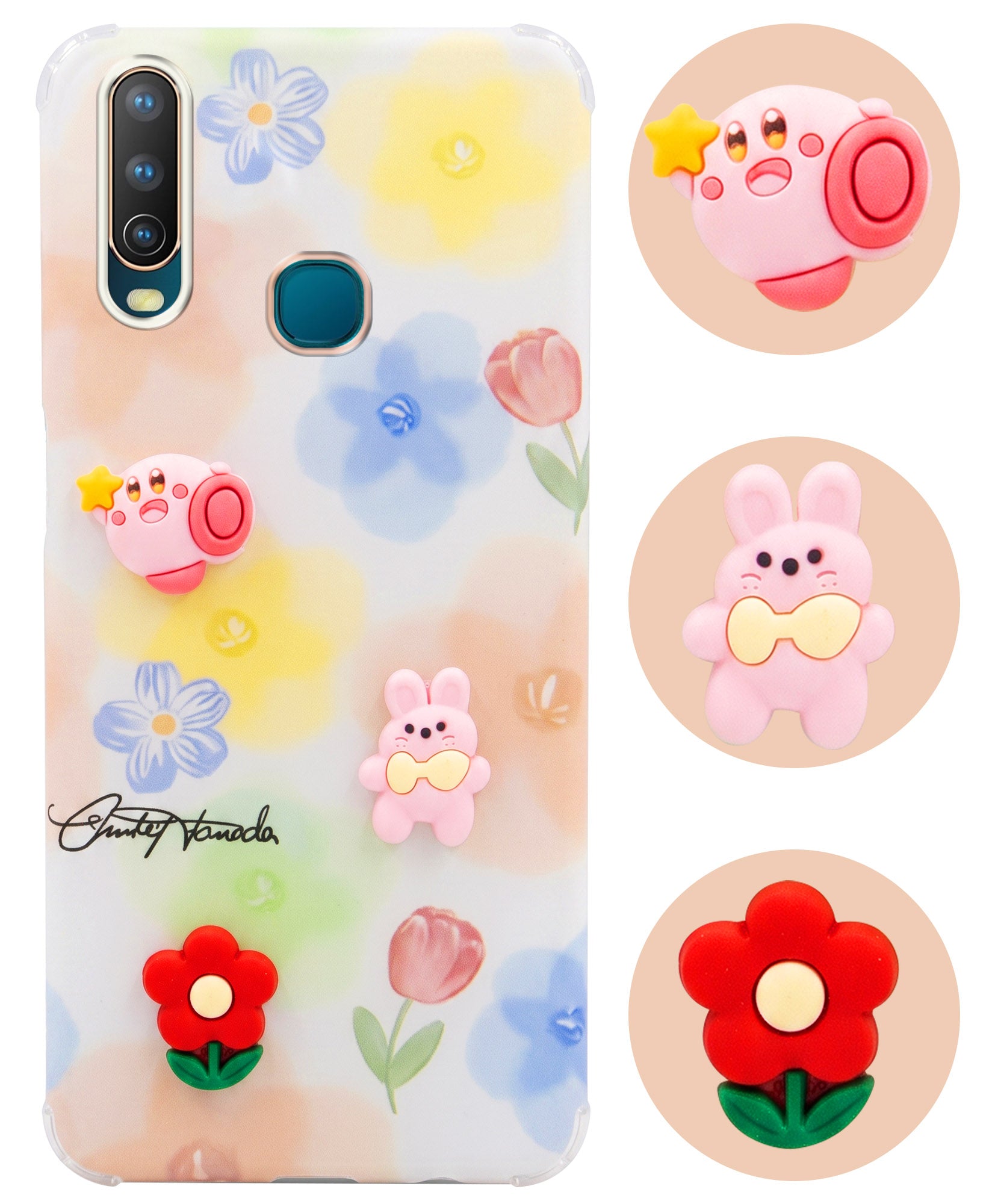 For Vivo U10 Back Cover Case (3D Cute Cartoons | Hard Back Side Soft | Matte Premium Finish | HD Printing)
