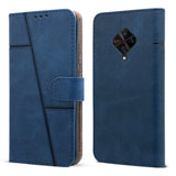 For Vivo S1 Pro Flip Cover Case (Stitched Leather with Magnetic Closure)