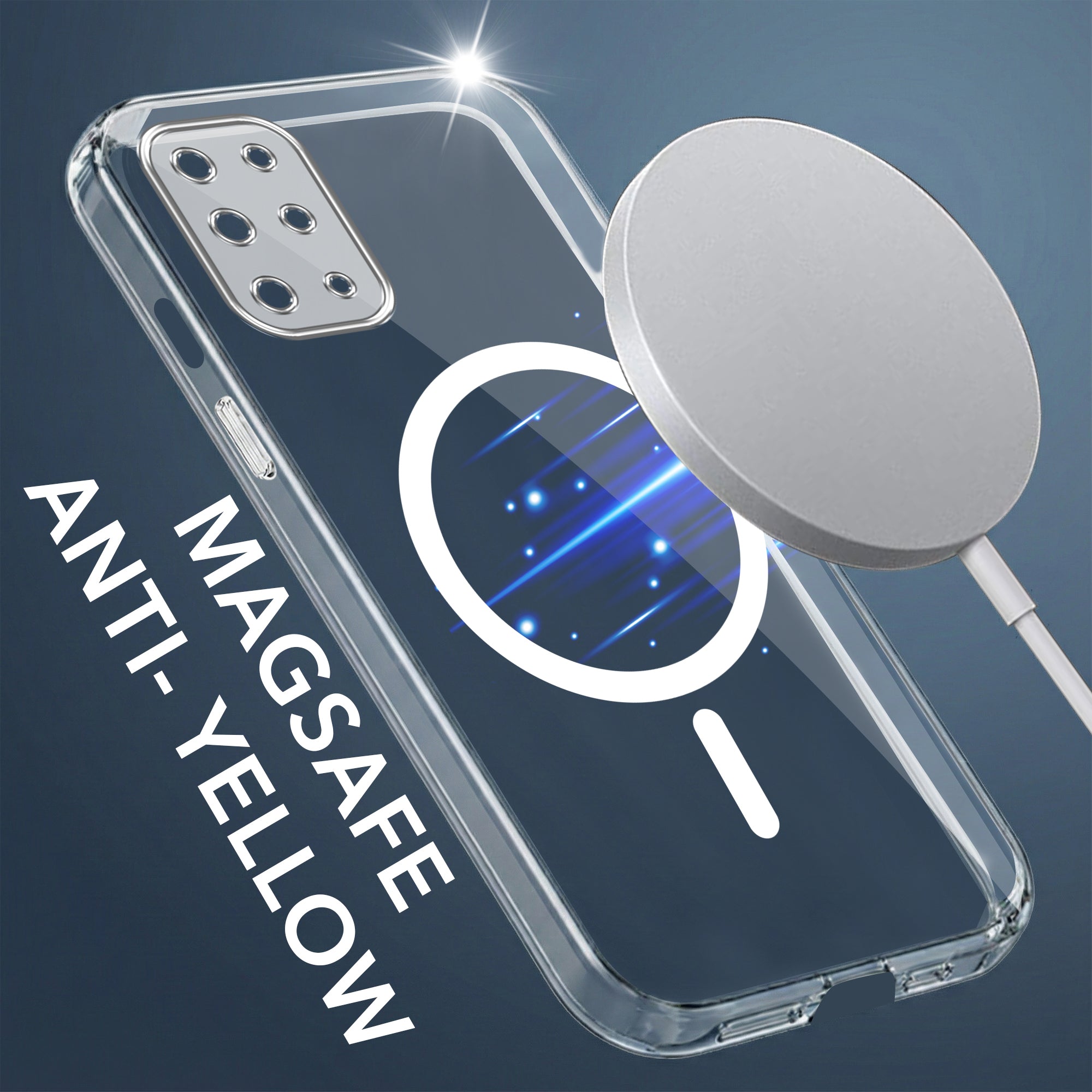 For OnePlus 8T Back Cover Case Lifetime Anti-Yellow MagSafe Compatible Clear (Sleek Hard Crystal | Shockproof and Camera Protection)