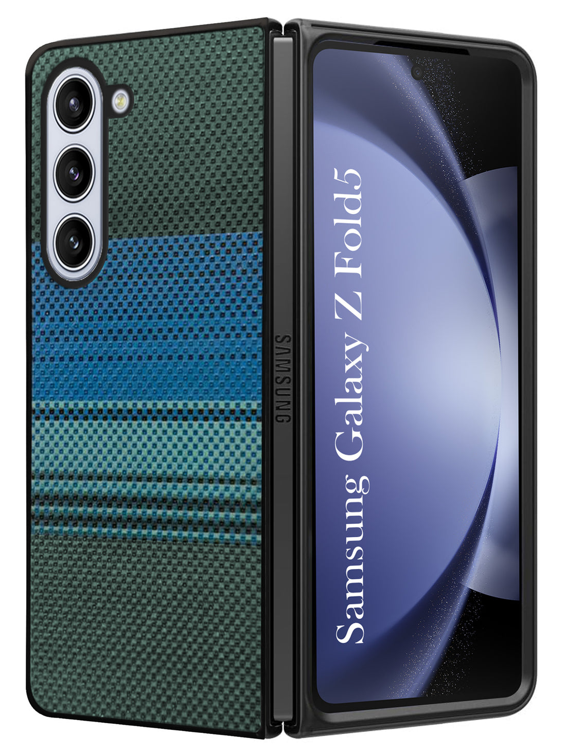 For Samsung Galaxy Z Fold 5 5G Back Flip Case Cover (Craft Printed Design | Hybrid Texture | Inside Microfiber Cloth)