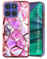 For Motorola Moto Edge 60 Stylus Back Cover Case Compatible With ( Dual Design Glitter Sparkle and Detachable Diamond Print Case | Soft and Flexible)