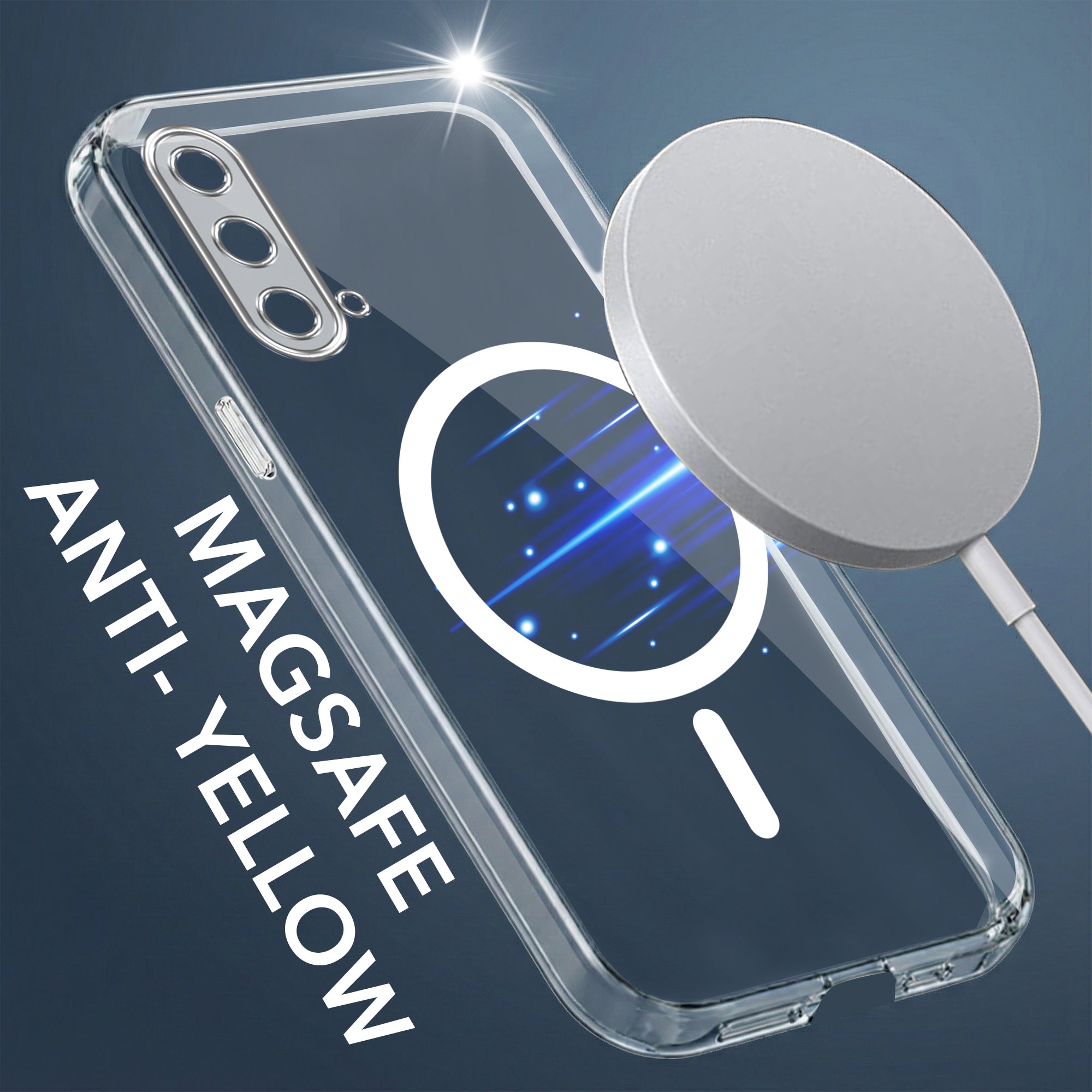 For OnePlus Nord CE 5G Lifetime Anti-Yellow MagSafe Compatible Clear Back Cover Case (Sleek Hard Crystal | Shockproof and Camera Protection)