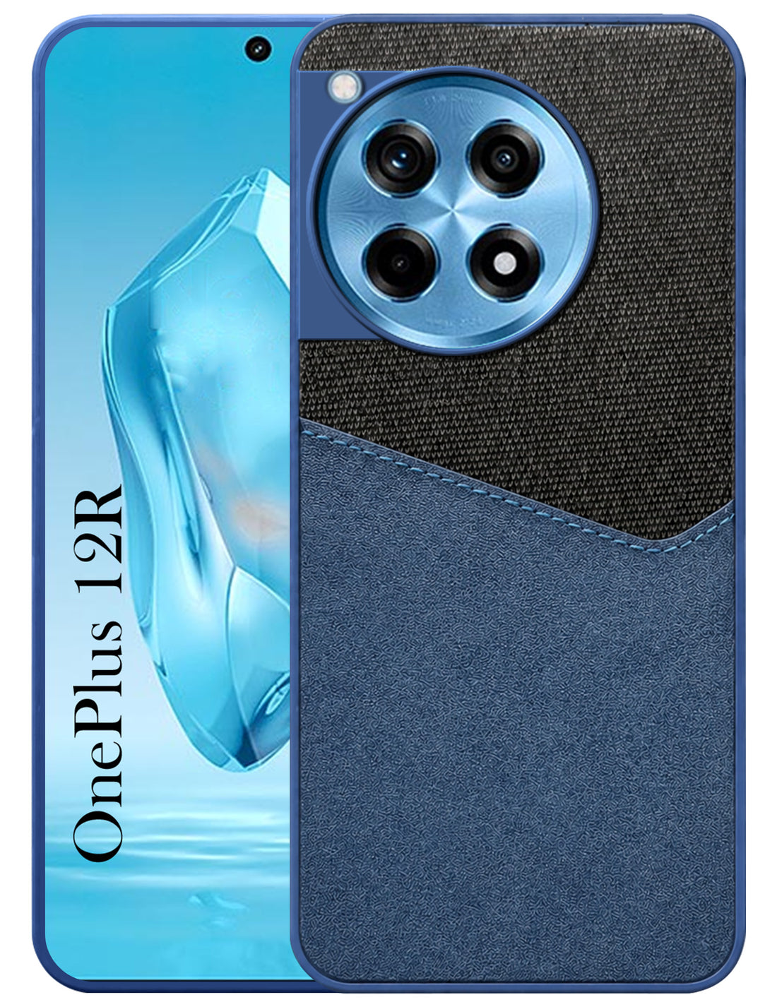 For OnePlus 12R 5G Back Cover Case (Dual PU Leather Stitch | Professional Minimalist | Soft and Flexible)