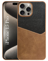 For Apple iPhone 15 Pro Back Cover Case (Dual PU Leather Stitch | Professional Minimalist | Soft and Flexible)