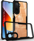 For Redmi A7 Pro 5G Back Cover Case Hybrid (Shockproof with Polycarbonate Clear Panel | Professional Black)