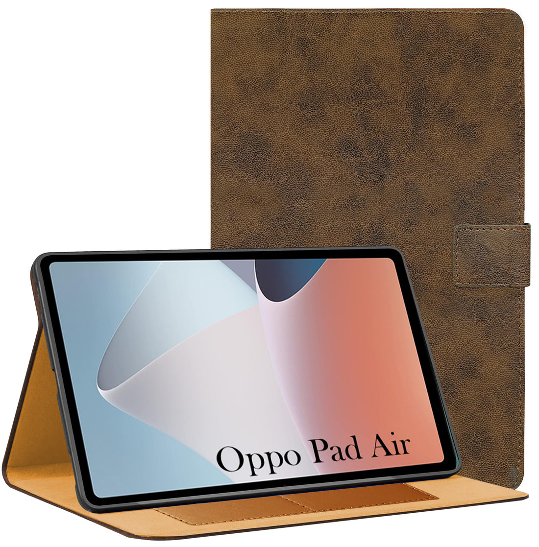 For Flip Cover Folio Cover Oppo Pad Air (OPD2102, X21N2) 10 Inch (PU Leather | Multi-Angle Smart Stand | Card Storage Slots | Silicone Back Pouch)