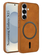 For Samsung Galaxy S25 Back Cover Case (Sleek Leather Finish | MagSafe Compatible Wireless Charging | Camera Bump Protection)