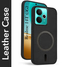 For Realme 14T Back Cover Case Leather Finish (MagSafe Compatible Wireless Charging | Soft Touch | Camera Bump Protection)